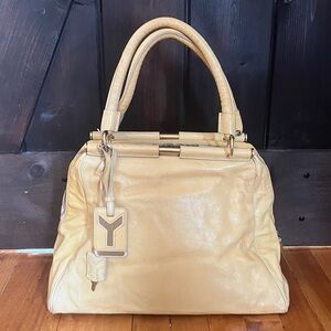 YSL Yves Saint Laurent Vintage Majorelle Satchell Bag Buttercream Patent Leather